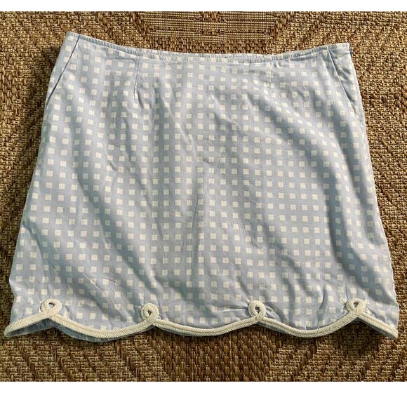 Gofltini sport golf skort Blue & White picnic pattern with edging SZ 10 - Picture 1 of 8